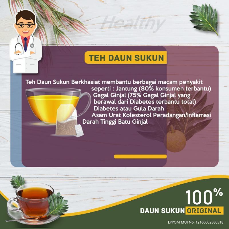 Teh Daun Sukun Premium Laasyaka Asli Yogyakarta Herbal Peluruh Batu Ginjal