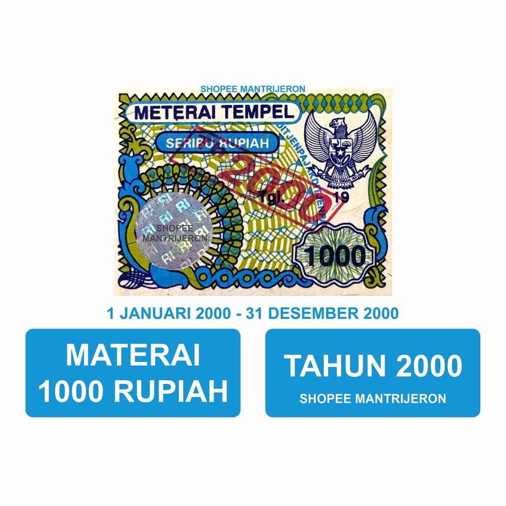 

Materai 1000 Tahun 2000 Meterai Tempel 1.000 Seribu Rupiah Lama Kuno Jadul Asli Original Kantor Pos