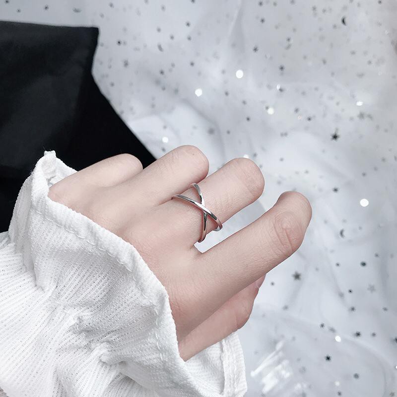 ❤️GTB❤️ A034 Cincin Silang Fashion Korea Perhiasan Wanita Berongga Tiga Dimensi Stainless Steel Rings