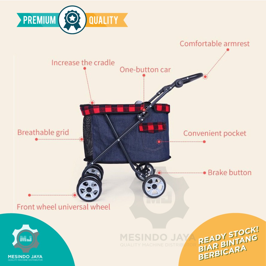 Pet Stroller Anjing Kucing Kereta Dorong Dog Stroller 4 Wheels Folding / Pet Stroller Kereta Dorong Anjing Kucing 4 Wheels Dog Stroller Folding