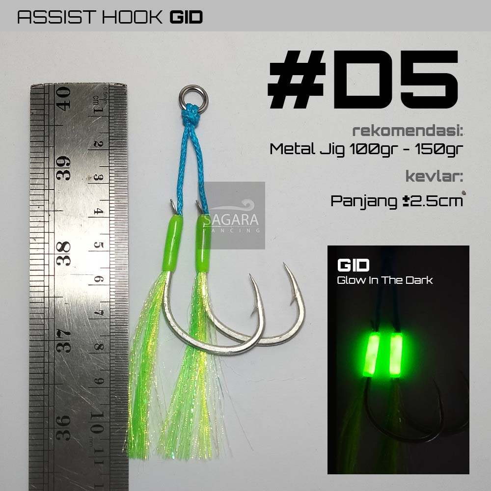 Assist Hook GID Hook Pike Kail Pancing-#D5 Double