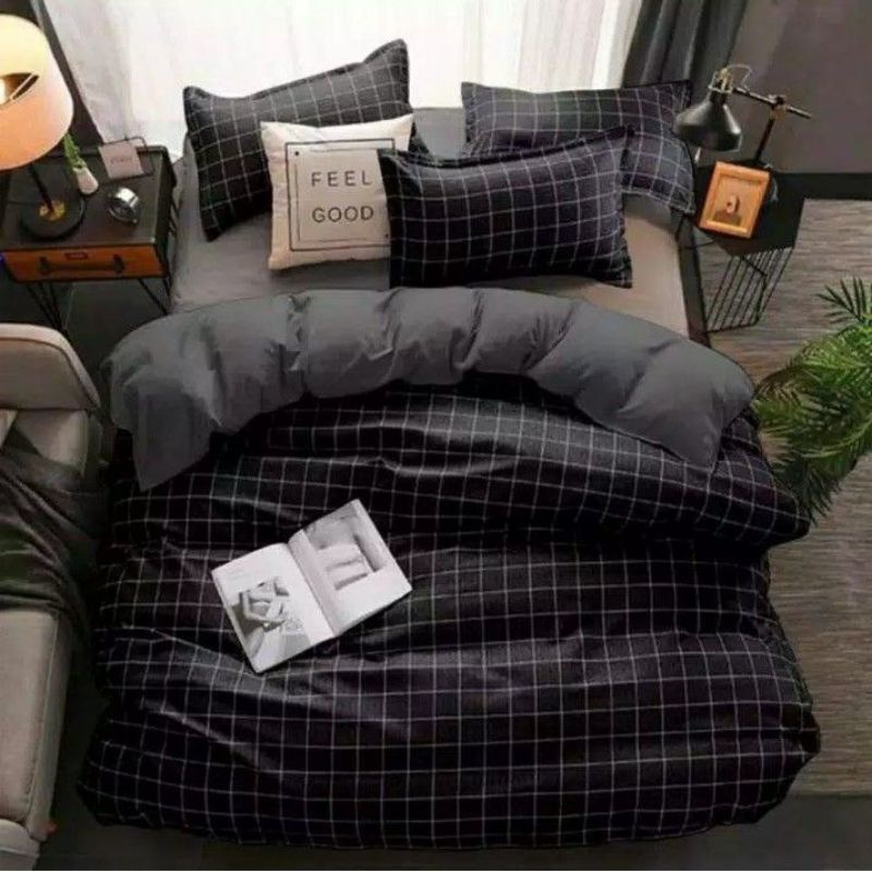 Sprei kotak hitam estetik uk 160x200