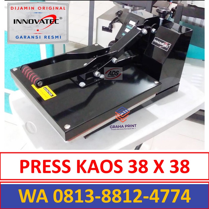 Mesin Press Kaos 38x38 Hitam - Alat Hotpress Sablon Baju Digital Murah