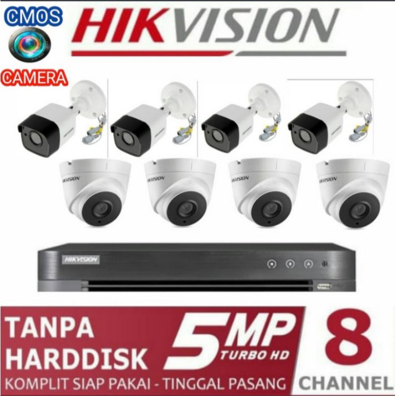 PAKET CCTV HIKVISION 5MP 8 CHANNEL 8 CAMERA KOMPLIT TANPA HARDDISK