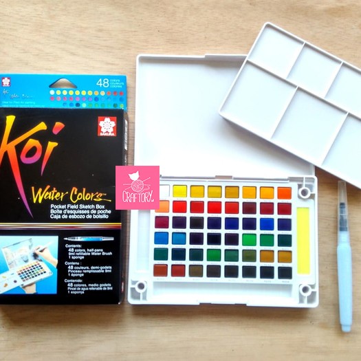 

air-cat- sakura koi watercolor 48 pocket field sketch box cat air 48 warna -cat-air.