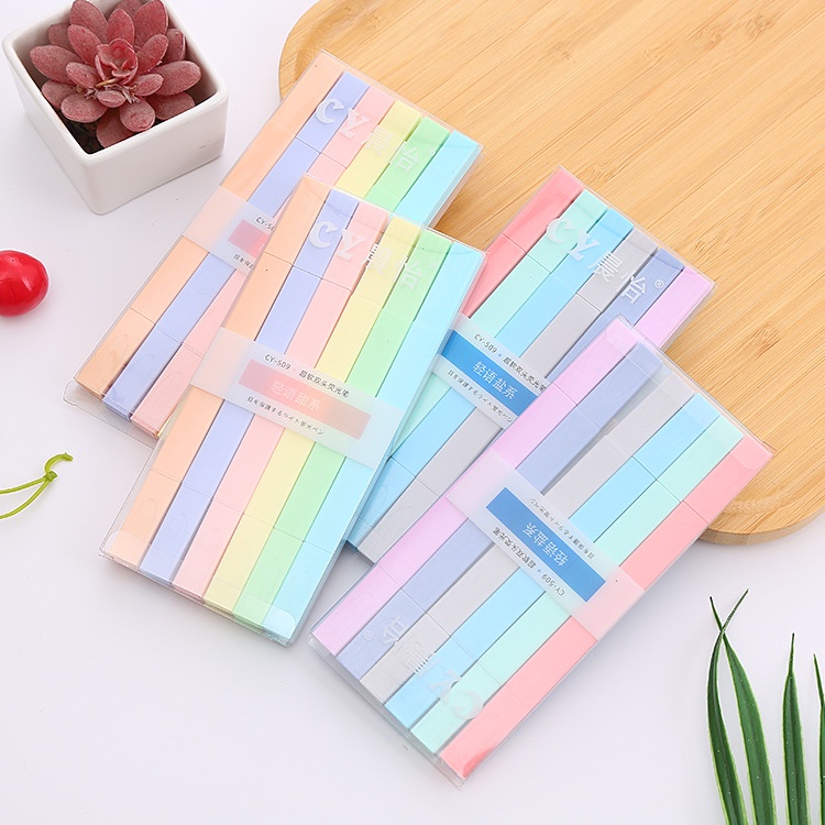 OVERFLOWS.ID 6 Pcs Stabilo Kotak Double Side Spidol Warna Warni Highlighter Dua Sisi Set Murah