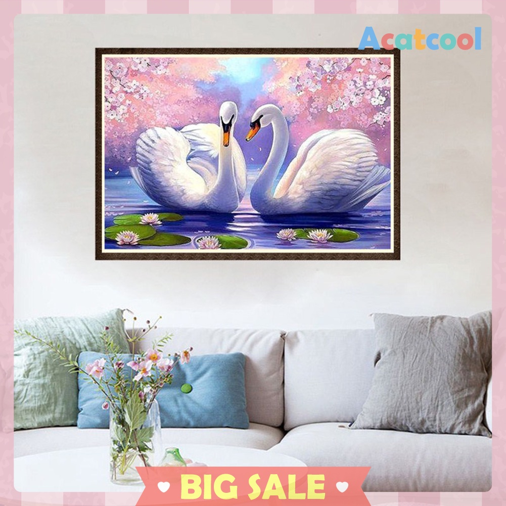 Two White Swans 5D Diamond Painting Embroidery DIY Cross Stitch Home Decor