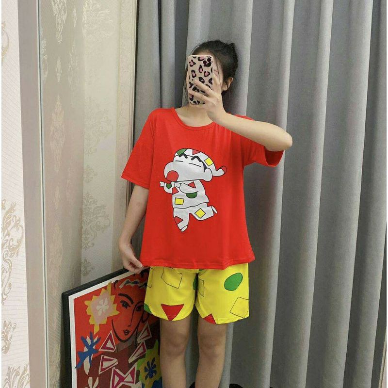 Piyama Baju Tidur Setelan Hotpants HP Import Crayon Shinchan