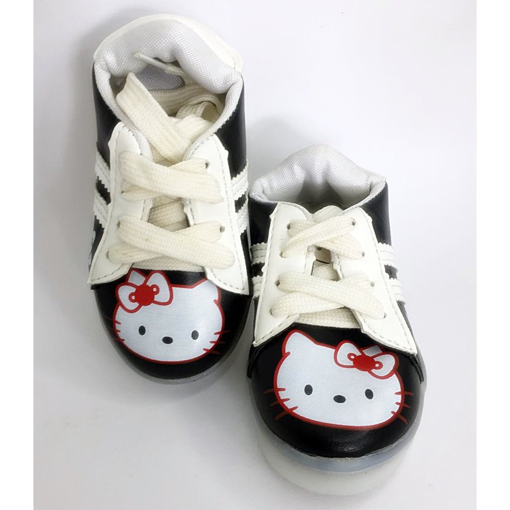 Sepatu Anak Motif Kucing Dengan Stripe Black