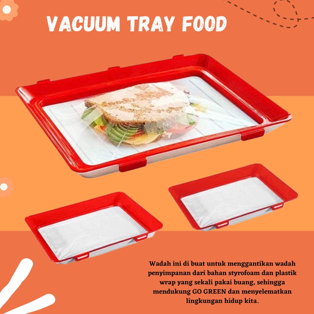 BEST SELLER!! Vacuum Tray Food Rak Kulkas Vakum Tempat Penyimpanan Makanan