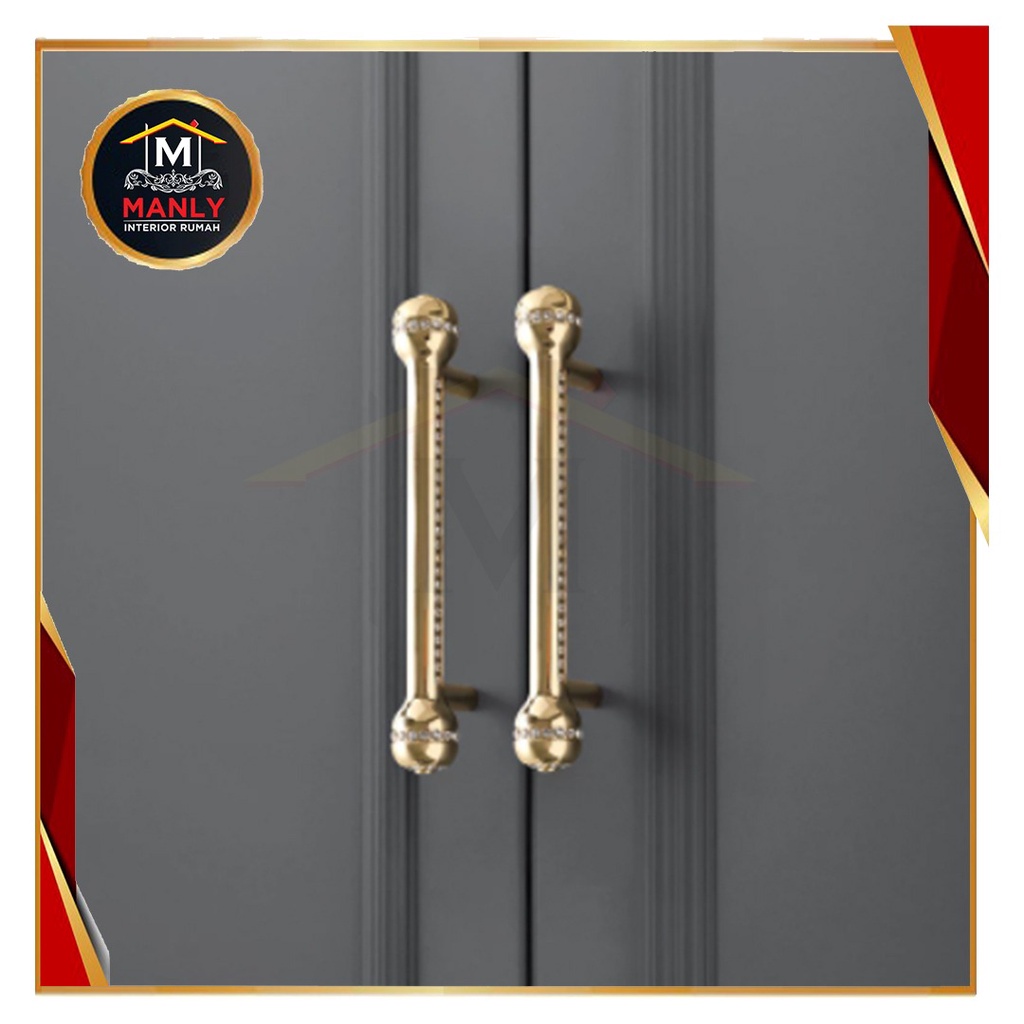 Handle Bling-Bling Tarikan Kristal Handle Lemari Handle Minimalis Gold &amp; Silver 96 MM Tarikan Laci Minimalis