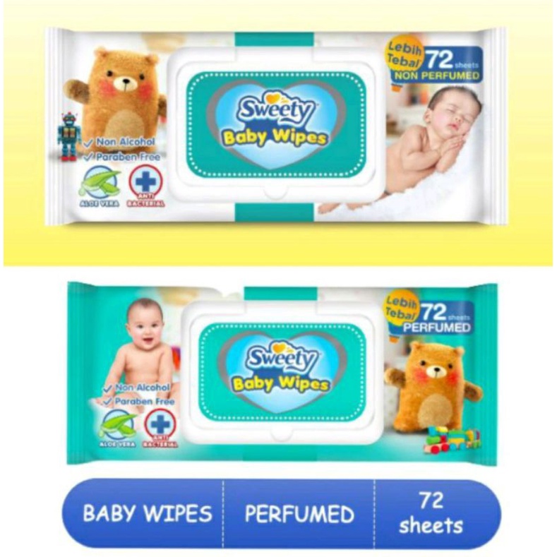 Bc Baby Care Wipes Newborn 80s Tebal Anti Bacterial | Wipes Sweety 72s Non Alkohol | Tisu Basah Bayi Baru Lahir