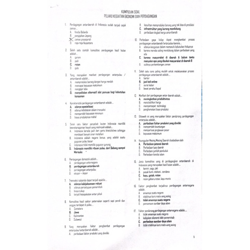 

LATIHAN SOAL IPS PELAKU KEGIATAN EKONOMI DAN PERDAGANGAN