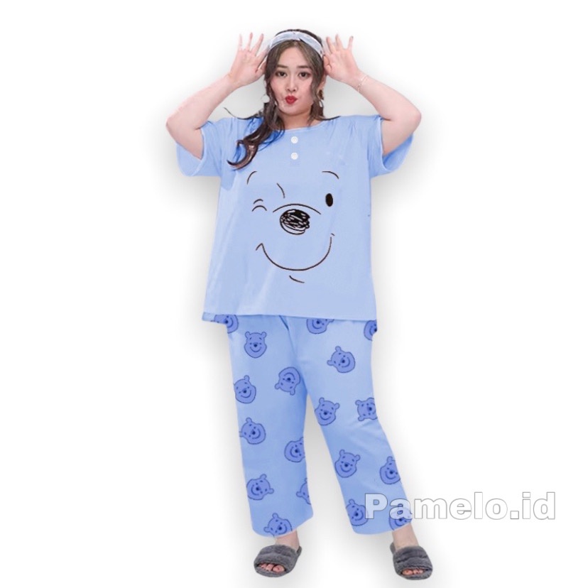 Pamelo Baju Tidur Baby doll Jumbo CP Piyama Bigsize Babydoll XXL Celana Panjang Busui Bumil CP Oversize CP Jumbo Baju Tidur Jumbo