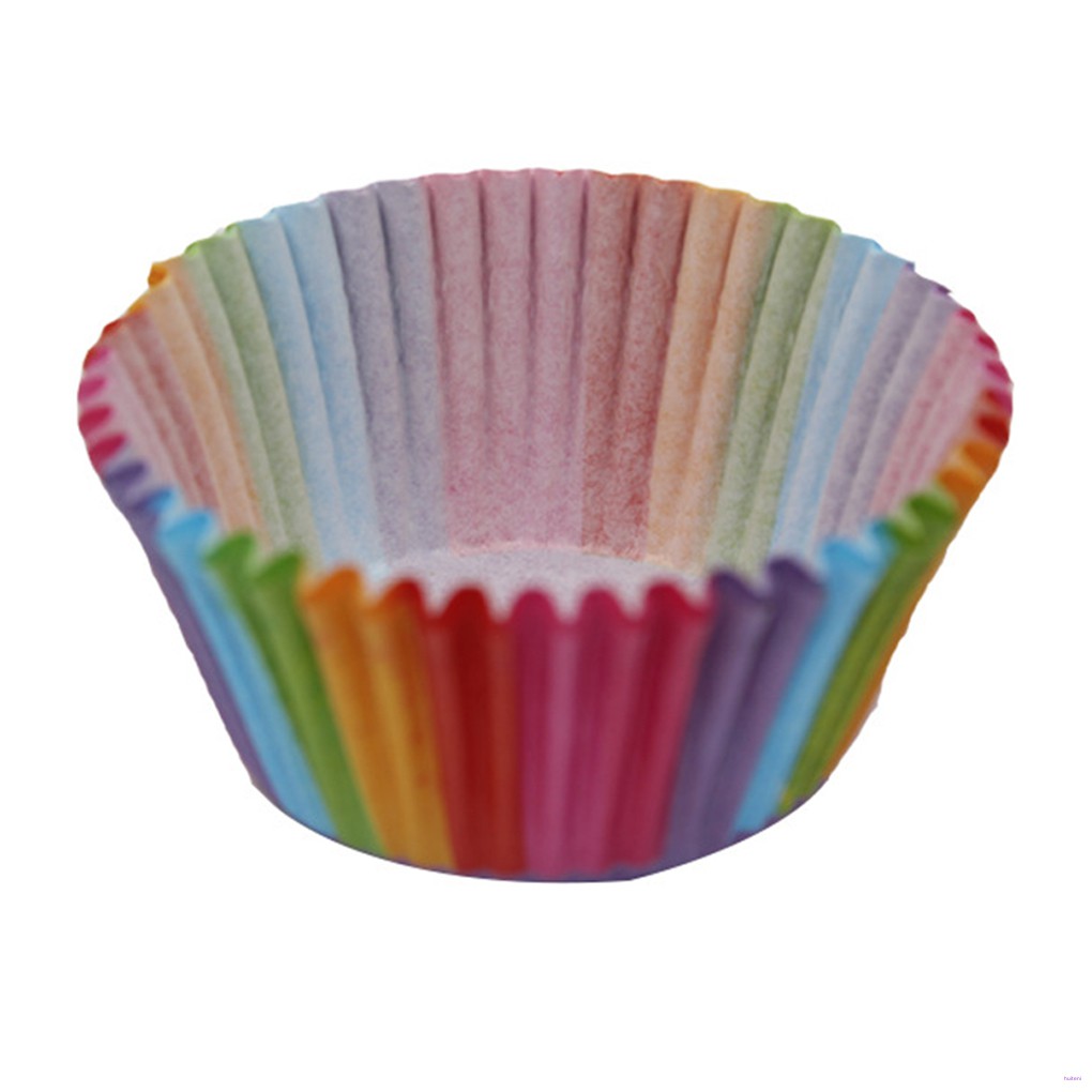 [READY STOCK] 100pcs Rainbow Color Cupcake Paper Liners Muffin Mould Cases Cake Mold Baking Cup Kitchen Accessory