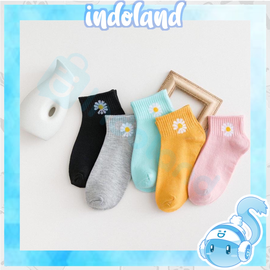 ☀INDOLAND☀ R456 Kaos Kaki Motif Bunga Aster Cute Kaos Kaki Girl Import