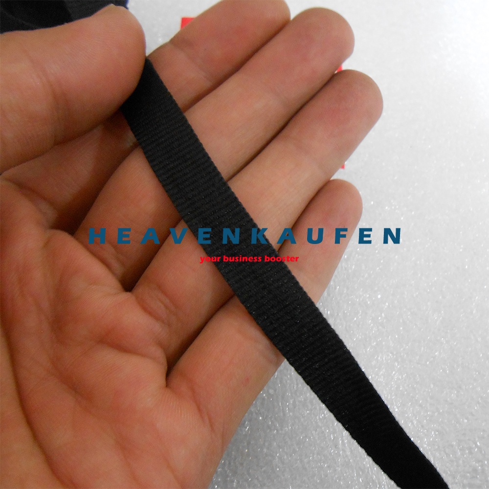 Tali Webbing Lanyard Halus Lebar 1 cm Hitam Harga Per Rol isi 18 Meter Untuk Tali Lanyard Craft Dll