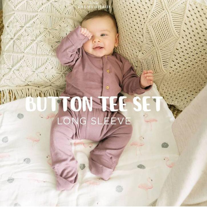 Terbaik.. Button Tee Long Sleeve Set by Little Palmerhaus
