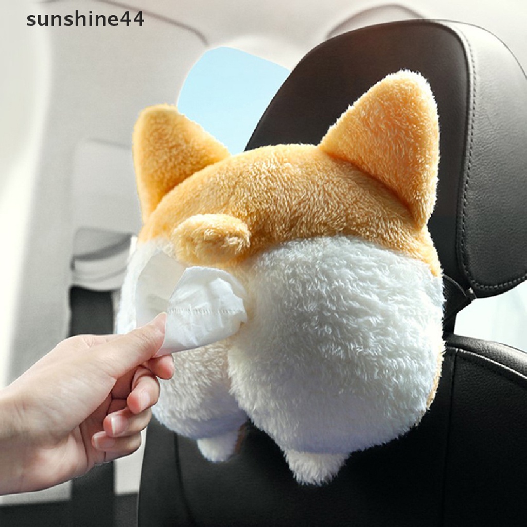 Sunshine Kotak Tisu Bentuk Pantat Anjing Corgi Lucu Untuk Kursi Mobil