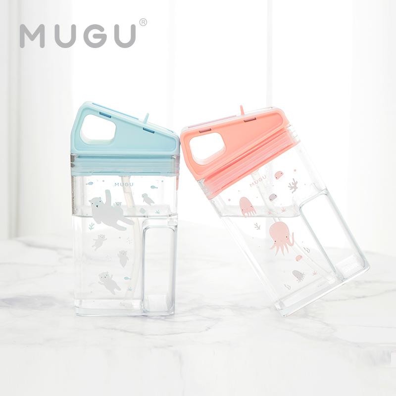 MUGU SQUARE STRAW BOTTLE WITH HANDLE