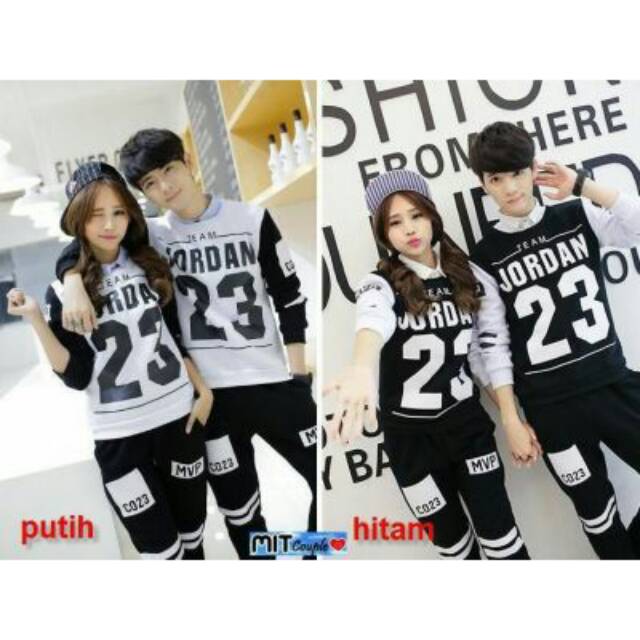 kaos couple team jordan 23 lengan panjang - baju pasangan angka 23