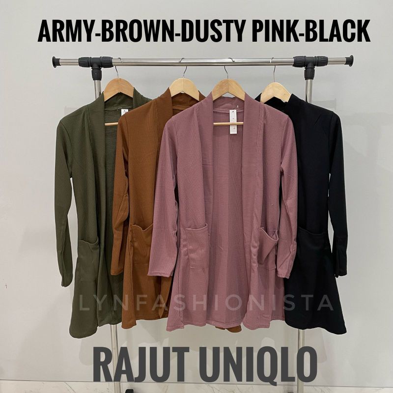 LYNFASHIONISTA-OUTER WANITA BASIC POCKET RAJUT PREMIUM/UNIKLO