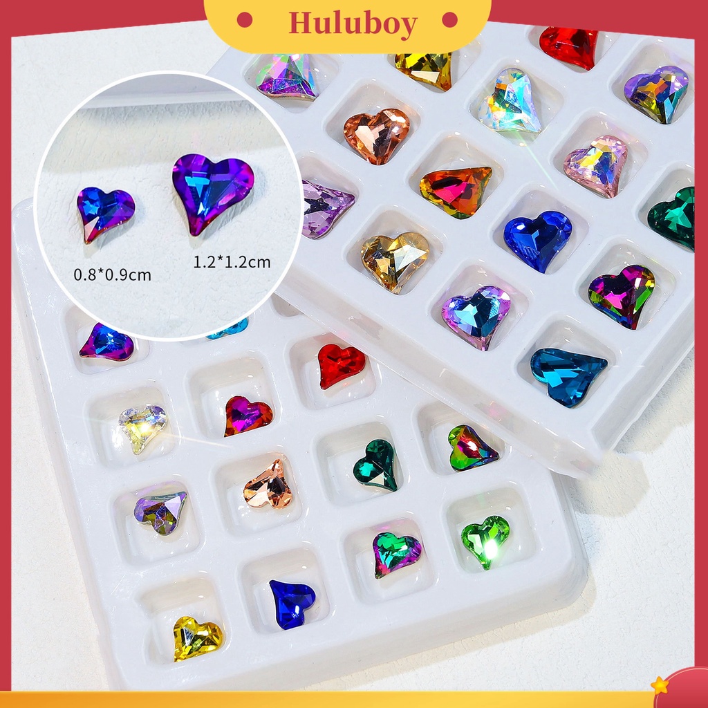 Huluboy Huluboy♡ 20pcs Ornamen Kuku 3D Bentuk Hati Bahan Plastik Tahan Pudar Untuk Dekorasi Nail Art