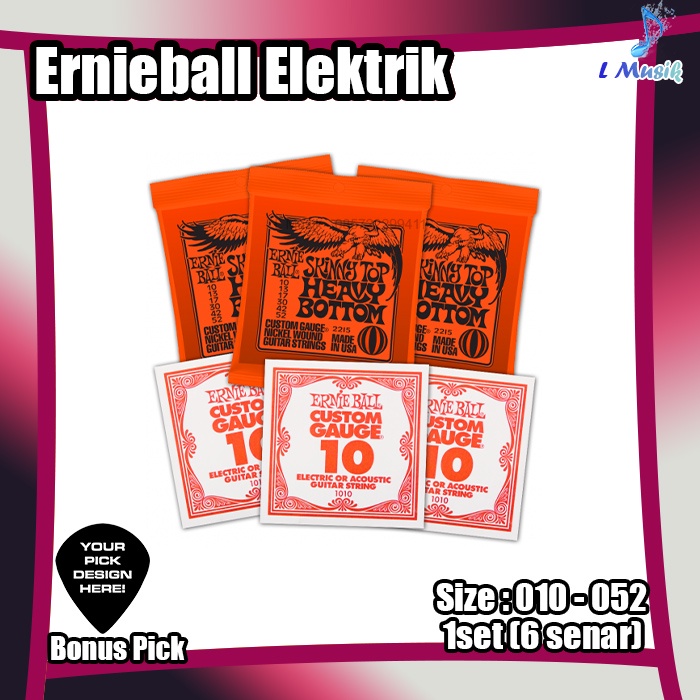 SENAR GITAR ERNIEBALL ELEKTRIK 010 SKINNY TOP HEAVY BOTTOM ELECTRIC GUITAR STRINGS 1 SET ERNIE BALL