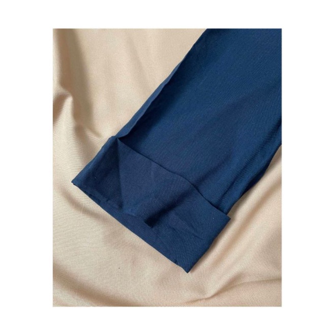 kenzi Navy Basic Cotton Linen Loose Blouse
