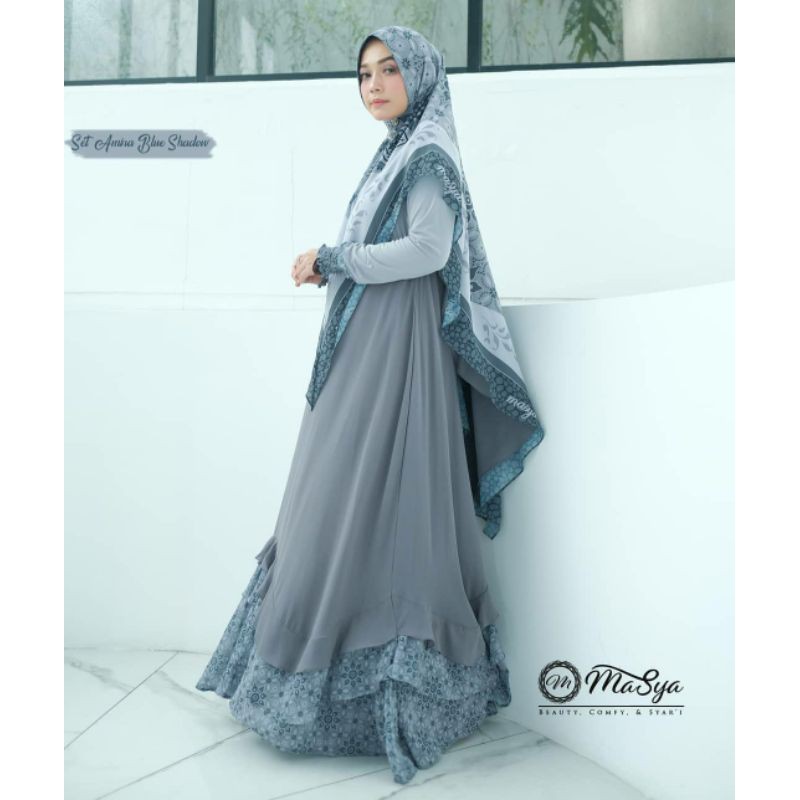 Amira Blue Shadow - Set Gamis Syari by Masya, Madenia Syar'i