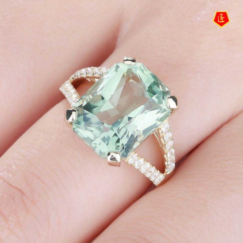 [Ready Stock]Fashion Elegant Inlaid Green Tourmaline Ring