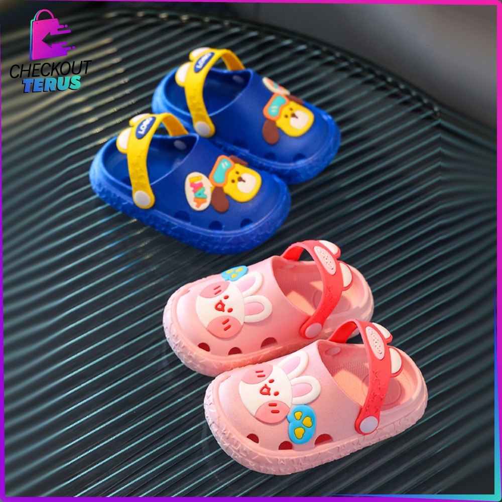 CT S42 Sepatu Sandal Anak Motif Kelinci Selop Karakter Lucu Anak Perempuan Laki Laki Slip On Slippers Kids Import