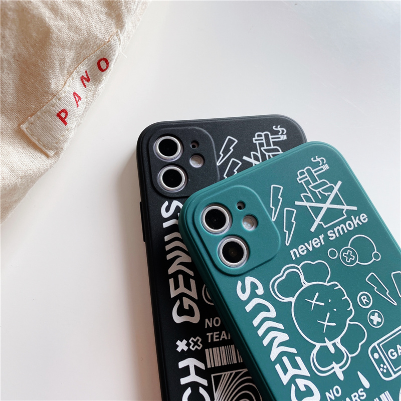 fashion Tide brand Sesame Street Rubik's Cube Straight edge Phone Case iPhone 11 pro max X Xs Max XR 6 6s 7 8 Plus high quality Matte Fine hole