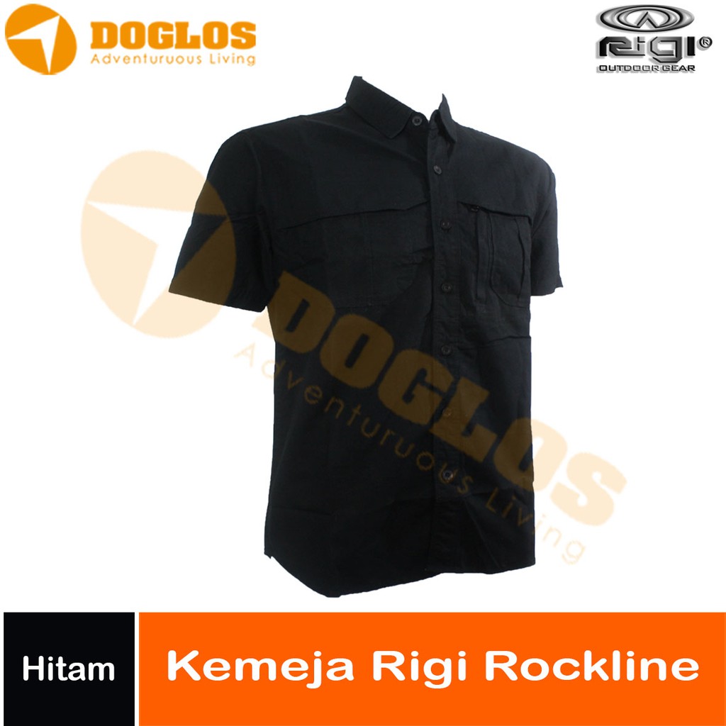Kemeja Pendek PDL Rigi Rockline Outdoor baju lapangan Hiking Hitam