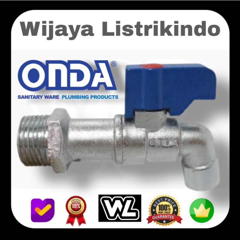 Kran besi merk ONDA BC 1/2 inch gagang plastik biru keran merek ONDA 1/2" 1/2inch air dinding taman