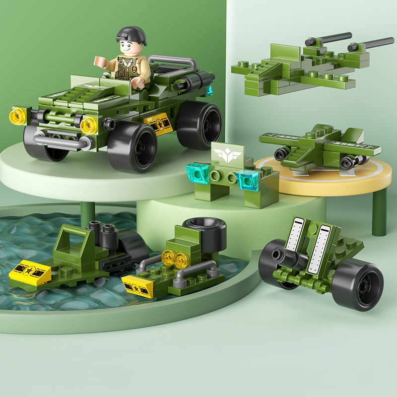 6in1 3d Pemandangan Jalan Kota Truk Pemadam Kebakaran Truck Castle Mainan Edukasi Model Blok Bangunan