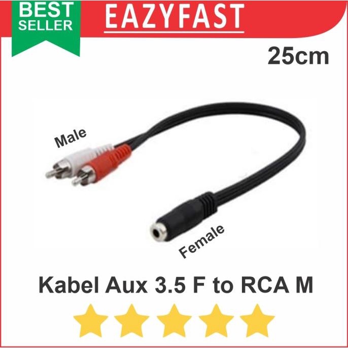 Kabel Jack Audio Aux 3.5mm Female to RCA Male Extender Extension Cable efst90 Diminati Banget