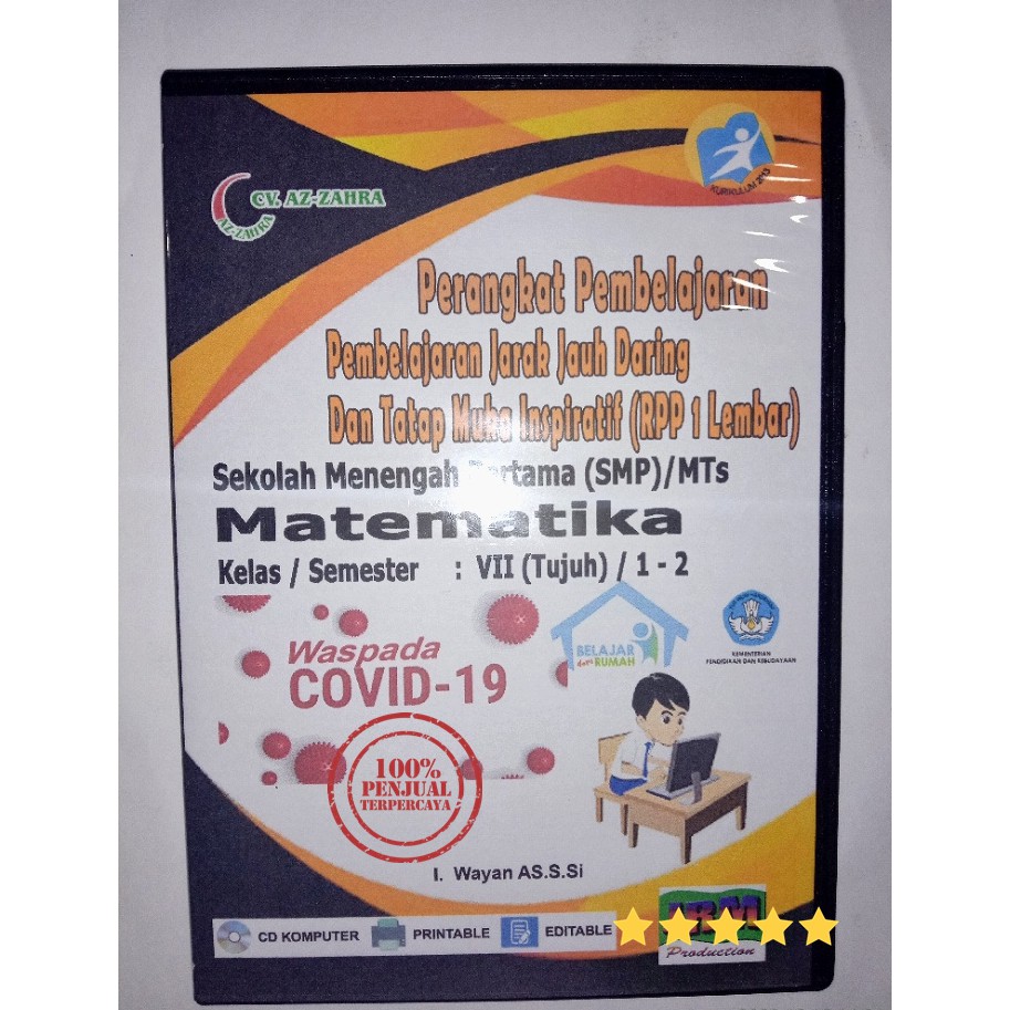 Bisa Cod Cd Rpp Pjj Daring 1 Lembar Smp Mts Kelas 7 Vii Matematika Revisi Terbaru Semester 1 Dan 2 Shopee Indonesia