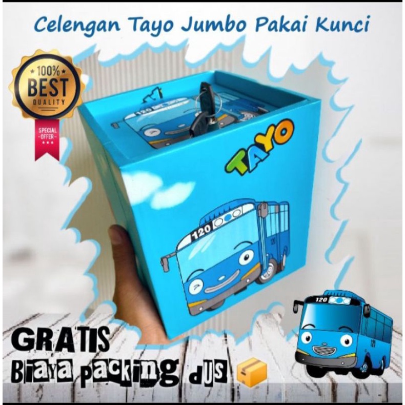 CELENGAN KARAKTER TAYO JUMBO PAKAI KUNCI - KADO ULANG TAHUN ANAK