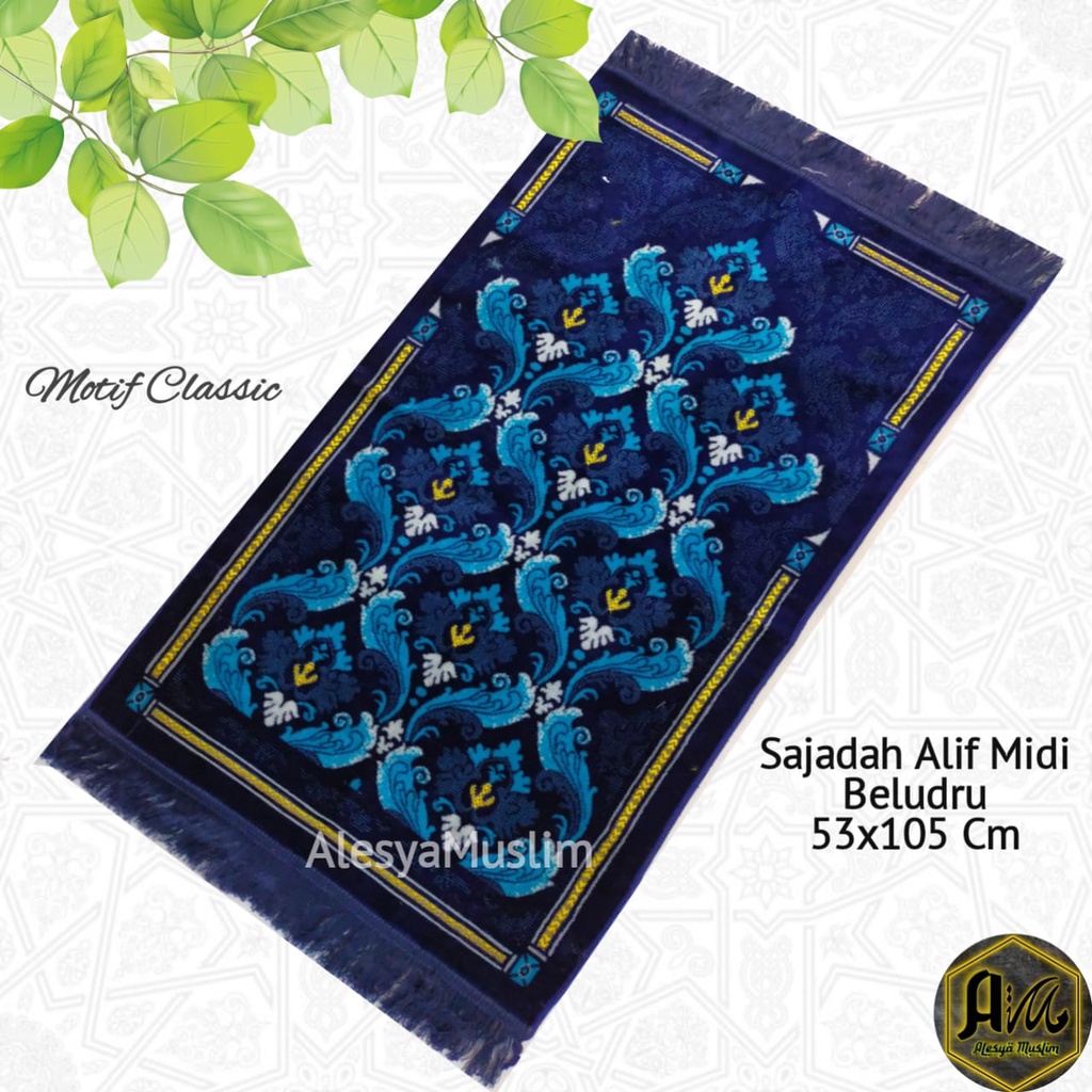 Sajadah Alif Midi 53x105 cm Beludru Premium Motif Classic