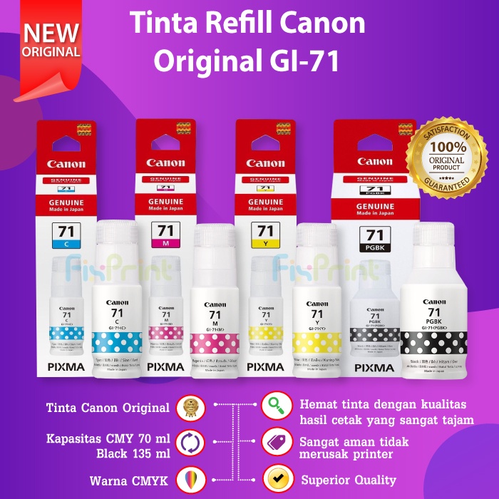 Tinta Canon GI-71 GI71 Refill Original Printer G1020 G2020 G3020 G3060