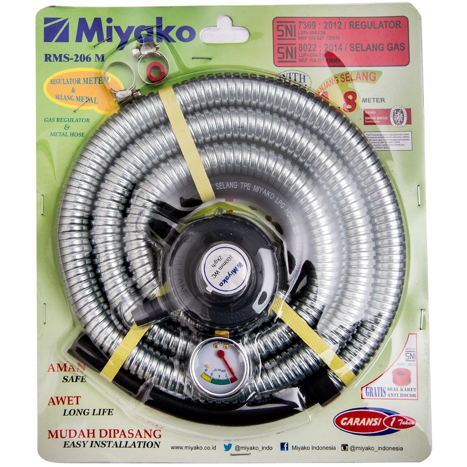 Miyako RMS206M Paket Selang Gas + Regulator