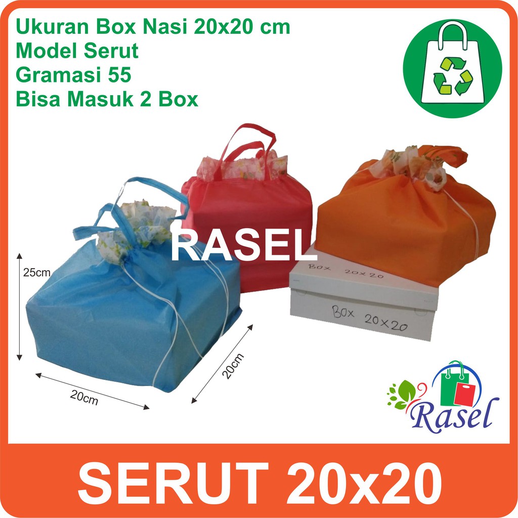 

20x20 cm Tas Kain / Tas Serut / Kantong / Nasi Kotak / Hajatan souvenir event murah