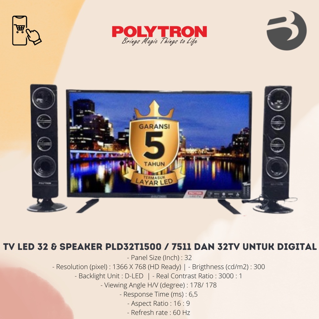 TV LED DIGITAL POLYTRON 32 DAN SPEAKER PLD32TV1855 / 1755 / 0755