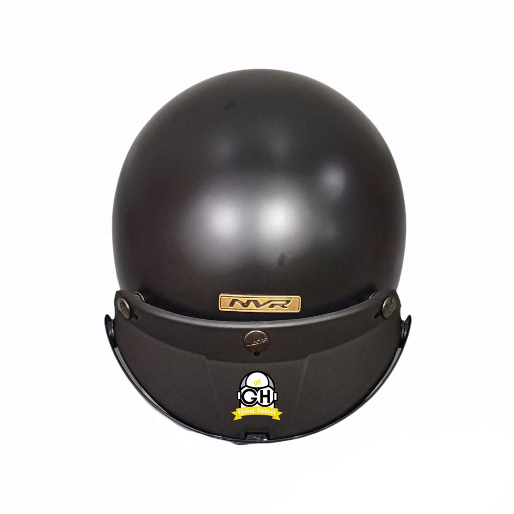 Helm Retro List Chrome Hitam Doff Helm Bogo Half Face SNI Free Kaca Flat