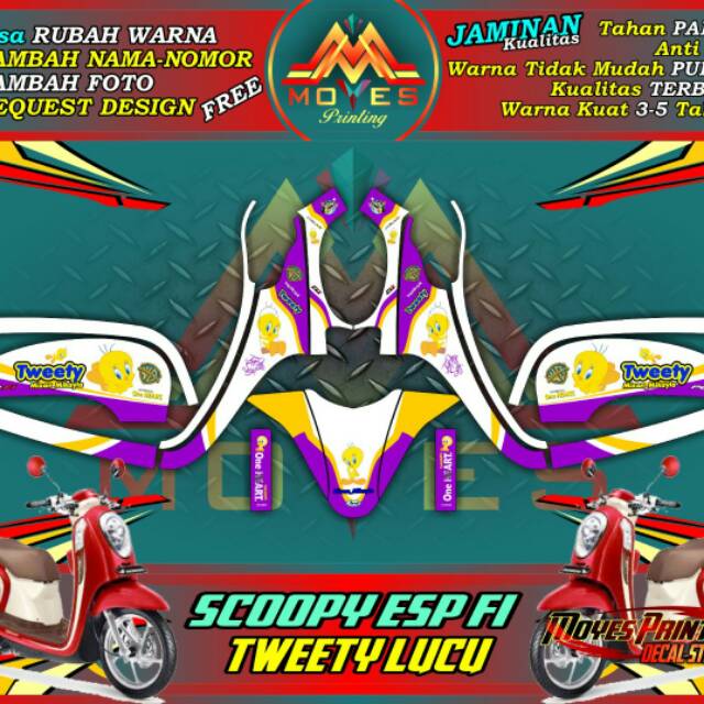 decal scoopy sticker scoopy esp fi motip tweety decal stiker scoopy fi motip keren