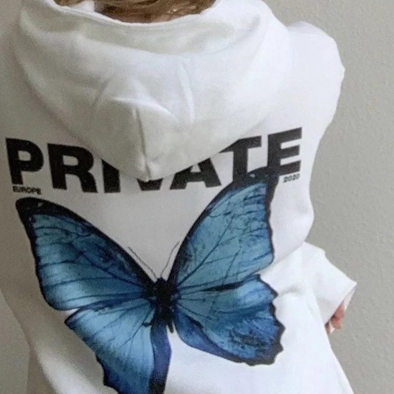Sweater Hoodie Hodie Hoddie Wanita Gambar Kupu-Kupu Butterfly Sweeter Switer Cewek Cewe Oversize Korean Style Tebal Ori Murah Import Premium Terbaru XXL Jumbo