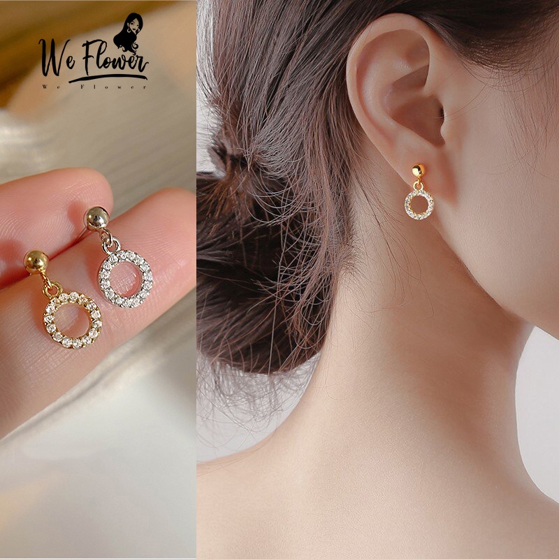 We Flower Anting Tusuk Bentuk Lingkaran Geometris Bahan Zirkon Untuk Wanita