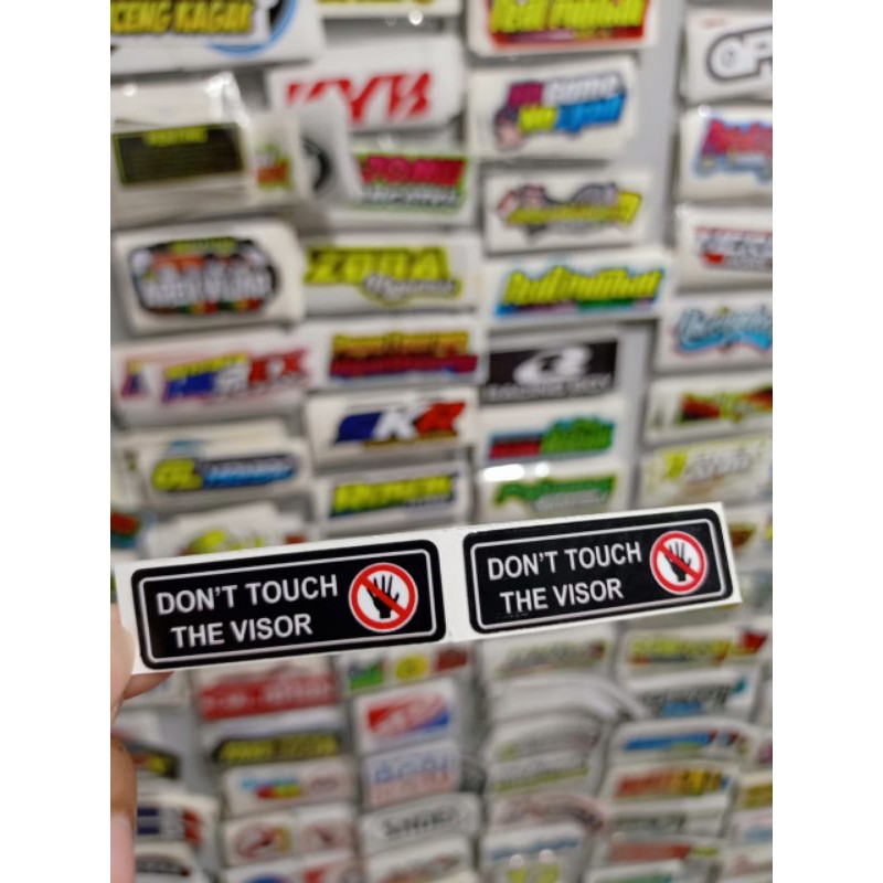 sticker printing DONT TOUCH THE VISOR HITAM