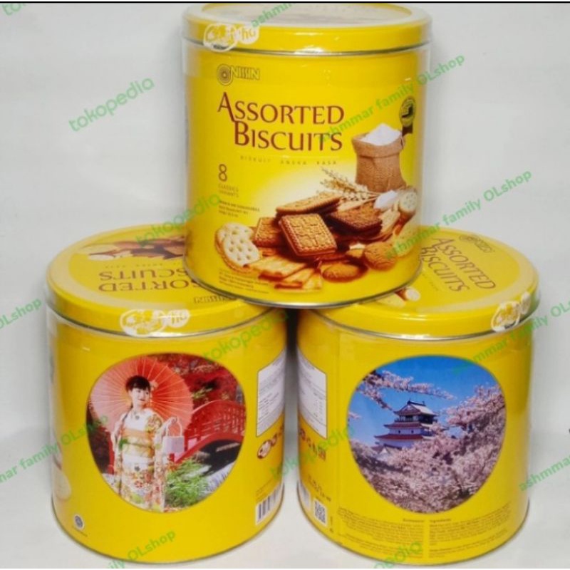 nissin assorted biskuit kaleng kuning 650gr